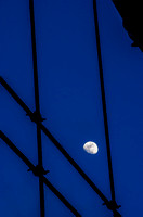 The moon and Brooklyn Bridge